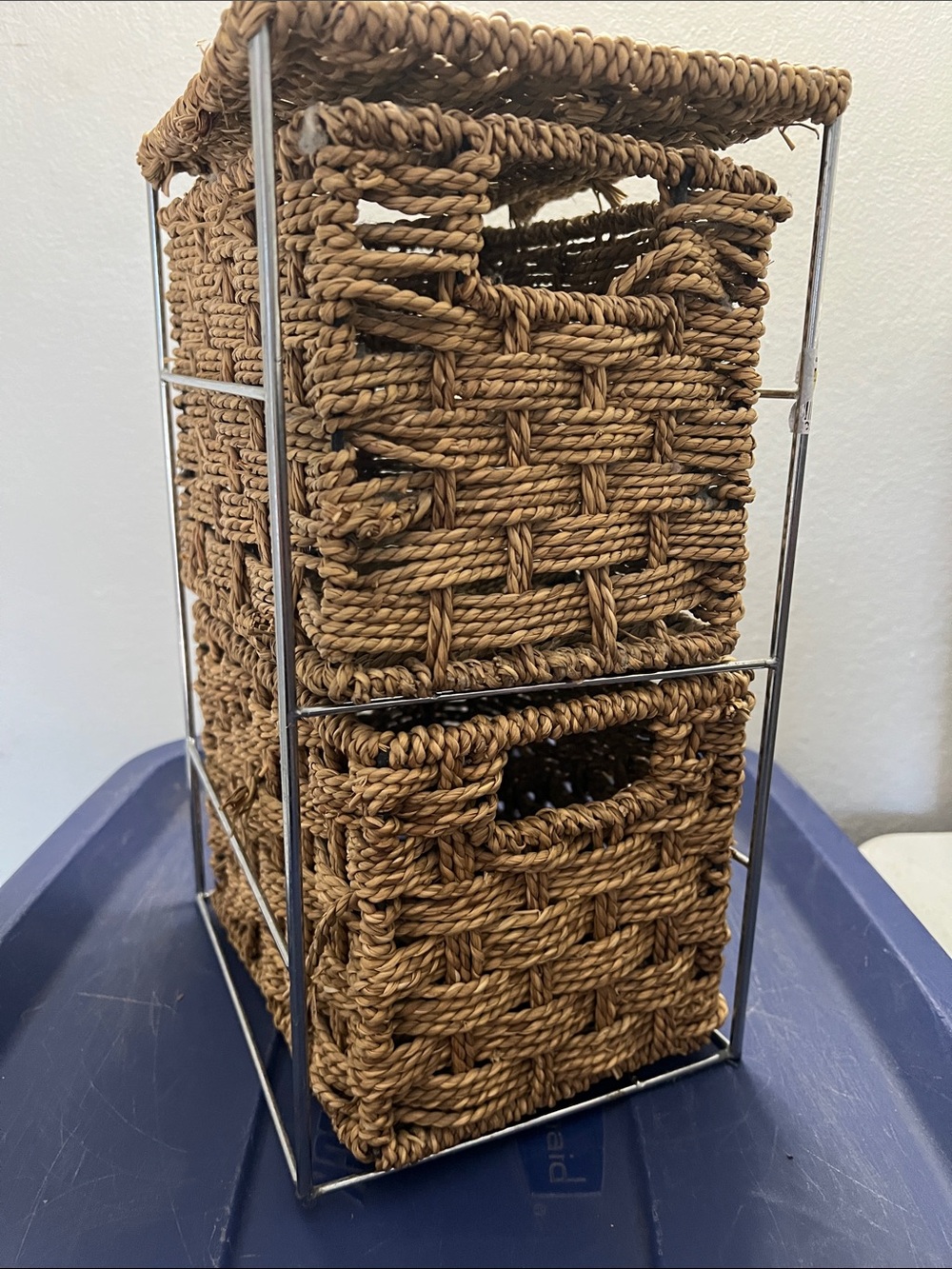 Woven Rope 2-Drawer Storage Tower - Brown